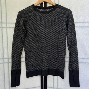 EUC Lululemon Rest Less Black-Heather Diamond Long Sleeve Top